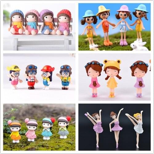 4Pcs/set Fairy Garden Miniatures DIY Ornament Decoration for Craft Ornaments Home Decoration Cartoon Gifts Desk Car Cake Decor