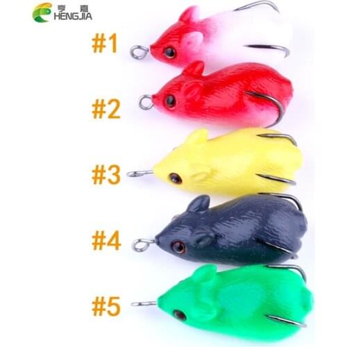 HENGJIA 8.5g 5cm 5pcs Fishing Frog Mouse Lures Soft Baits For Snakehead Bass Lures Frog Fishing Floating Topwater