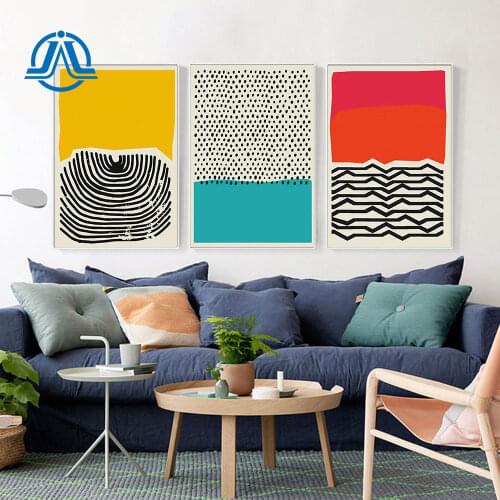 Abstract Line Art Canvas Painting Blue Yellow Red Posters And Prints Minimalist Wall Art Modern Pictures For Living Room Decor