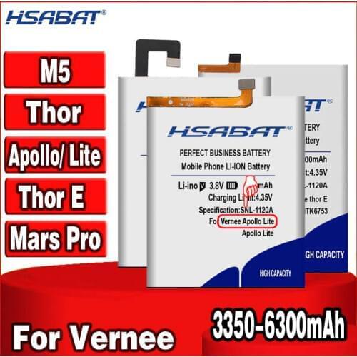 HSABAT 3350-6300mAh Battery for Vernee Thor E /178003 for Vernee M5 for Vernee Mars Pro for Thor for Vernee Apollo /Apollo Lite