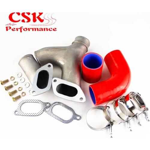 ALUMINUM TOP MOUNT INTERCOOLER Y-PIPE kit FIT FOR 02-07 IMPREZA WRX/FOR GD/GG RED