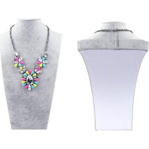 QX2F Velvet Mannequin Bust Jewelry Necklace Pendant Neck Model Display Stand Holder