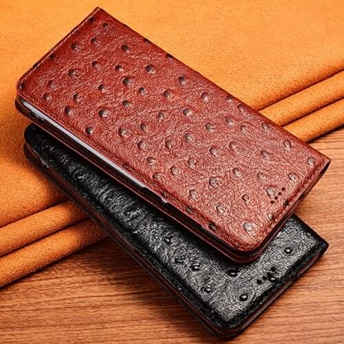 Ostrich Veins Genuine Leather Flip Cover Case For Google Pixel 6 6P Pro Magnetic Cases