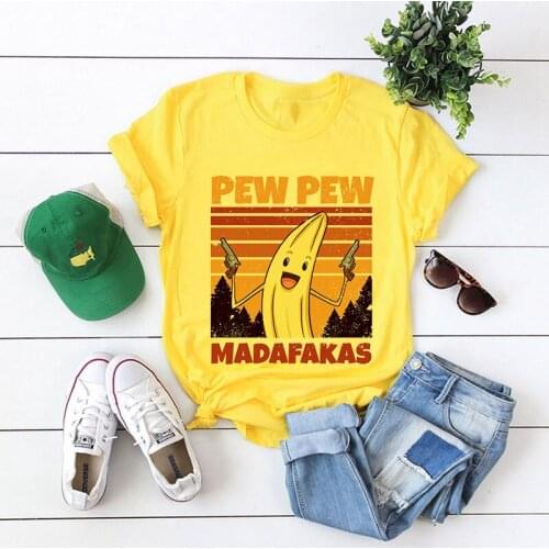 Black Cat Pew Pew Madafakas Funny Cat Gangster With Gun Meme Retro Women short sleeves T-Shirt Humor Gift summer Tops tee Female