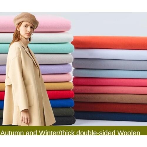 Double Side Cashmere and Woolen Fabric Solid Color Thickened Overcoat Clothing Handmade DIY Sewing Brocade Blue Black Khaki Red