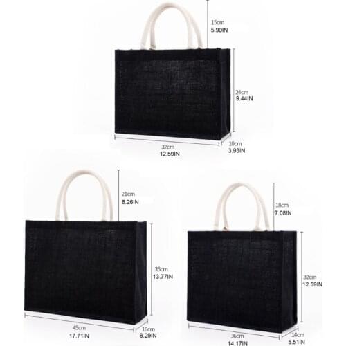 Jute Tote Bags Eco Friendly Shopping Bag with Handles Reusable Grocery Organizer G5AE