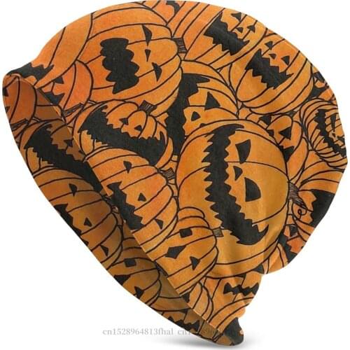 Bonnet Hats Halloween Jack O Lantern Escape Puzzle Game Men Womens Knitting Hat Pumpkin Patch Winter Warm Cap
