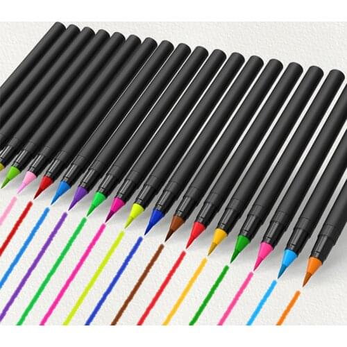 24 Pieces of Watercolor Brushes with Color Art Markers Pens for School SuppliesStationery Paintings Coloring Books Comics