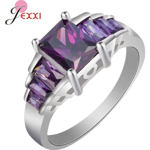 Elegant Temperament 925 Sterling Silver Cubic Zircon Finger Rings Fashion Trendy Crystal Rhinestone Wedding Brand Jewelry Gift