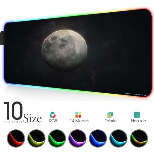 Earth space RGB Mouse Pad Black White Gamer Accessories Large LED MousePad XXL Gaming Desk Mat PC Desk Play Mat with Backlit