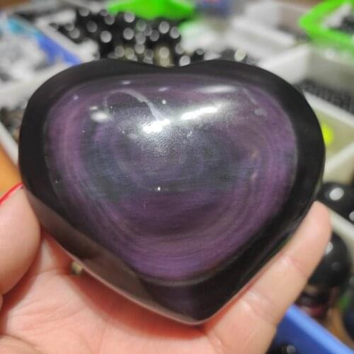 1pcs 5-7cm Natural rainbow obsidian crystal hearts obsidian Quartz Heart Shape Crystals Healing Gift 1pcs