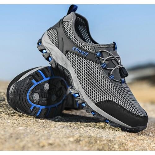 2021 Summer Mesh Breathble Hiking Shoes Men Outdoor Travel Sneakers Anti-skid Wear Resistant Athletics Mountain Climbing Shoes
