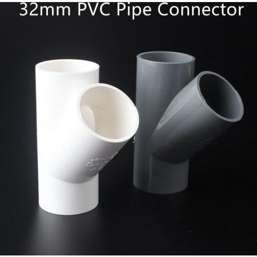32mm PVC Pipe Tee Fitting Garden Aquarium Plastic Water Hose Joint Accessoires Plumbing Greenhouses Tube Quick Connector Adapter