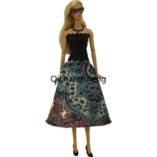 Fashion Black Floral Off Shoulder Princess Dress For Barbie Doll Clothes Outfits Party Gown 11.5" Doll Accessory Kids & Baby Toy