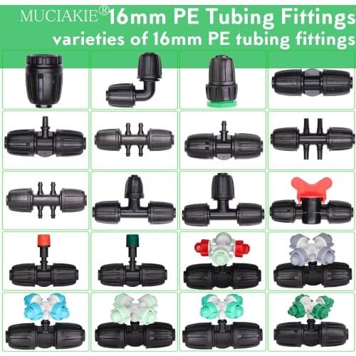 MUCIAKIE 2-3 PCS 16mm PE Tubing Water Connecters Irrigation Fittings Connect 8/11mm 4/7mm 3/5mm Hose Sprayer Garden Patio Lawn