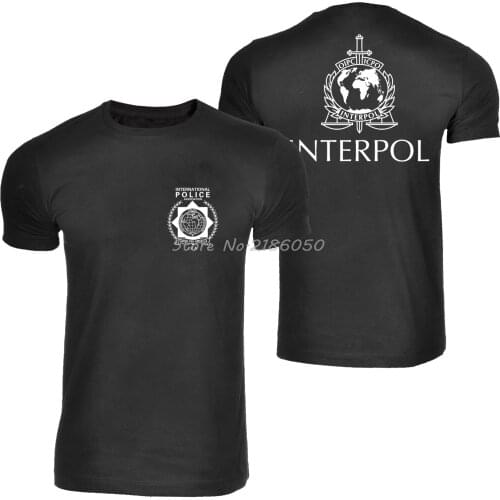 Interpol Logo Men T-shirt International Police T Shirt Novelty Man Cotton Short Sleeve Tees Tops
