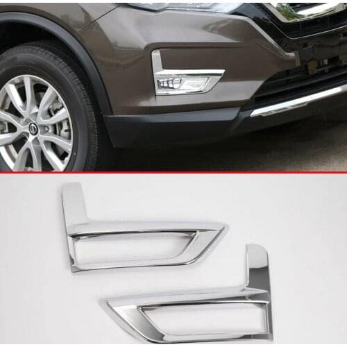 For Nissan X-Trail Rogue 2017 2018 ABS Chrome Front Fog Light Lamp Cover Trim Molding Bezel Garnish
