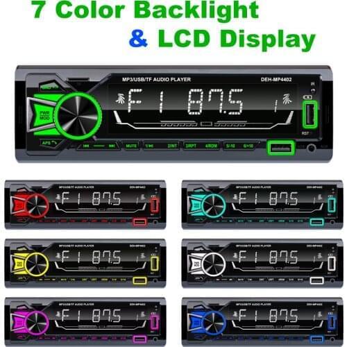 DEH-MP4402 New Fast Charger Two USB Car Radio FM 12V Fixed Front Panel Audio MP3 WMA Player Bluetooth SD SWC Remote 7 Colors