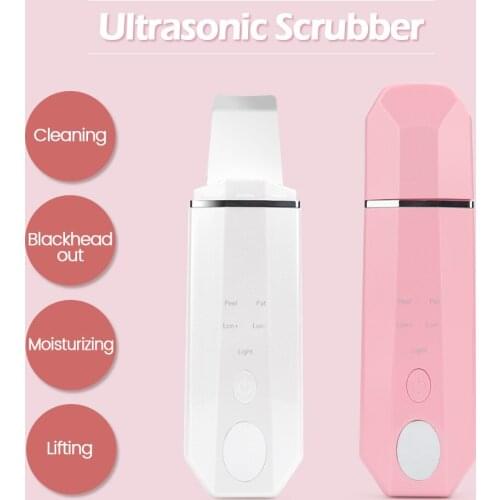 New Ultrasonic Facial Skin Scrubber Cleaner Ion Acne Blackhead Remover Peeling Shovel Cleaner Facial Massager Skin Care