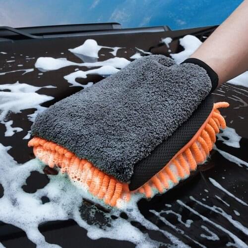Car Wash Glove Coral Mitt Soft Anti-scratch for Car Wash Multifunction Thick Cleaning Glove Car Wax Detailing Brush Color Random