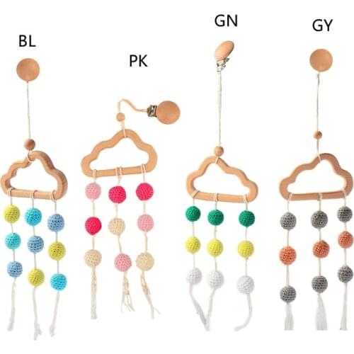 Baby Stroller Pendant Beech Cloud Tassel Rattle Pacifier Chain Clip Bed Bell Nipple Holder Crochet Bead Crib Pram Toy