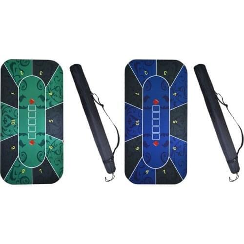 Poker Board Game Rectangular Rubber Pad Playing Card Tablecloth Poker Card Table Mat with Storage Shoulder Bag