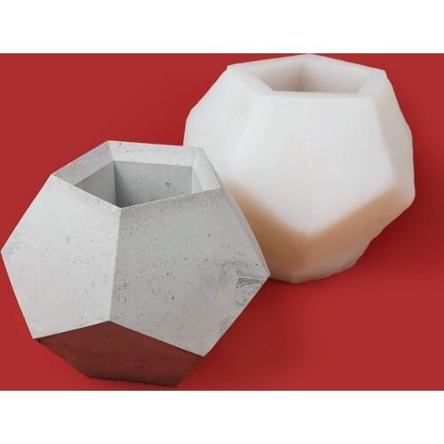 PRZY Geometric Flower Pot Silicone Mold Reusable Concrete 3D Vase Planter Cement Mold Geometry Succulents Plants Potting Mould