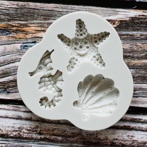 Cute Hippocampus Shell Silicone Mold Kitchen Baking Tools DIY Pastry Fondant Cake Chocolate Molds Dessert Lace Decoration