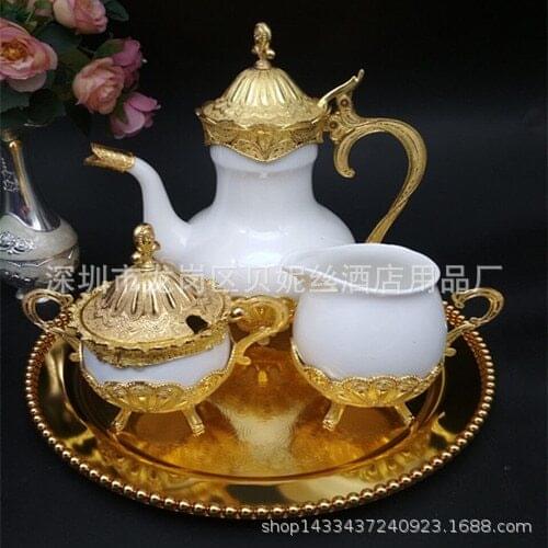 Wedding decoration kitchen European Suite Hotel home decoration Metal Coffee Set Zinc Alloy Coffee Set Metal Ceramic Coffee Set