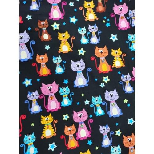 Adorable cat Cotton fabric Interesting puss crowd Rainbow looking Printed Fabric Patchwork Home Decor Dress Clothing viaPhil