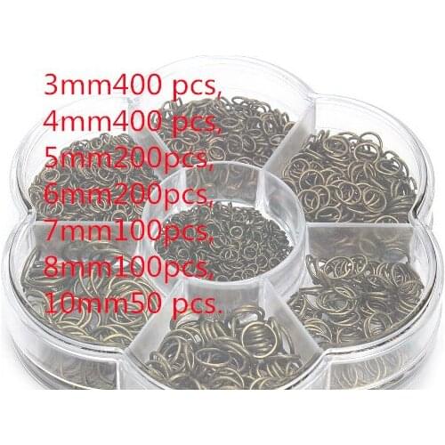 Jewelry Making box Gold/Silver 3-10mm Closed circle Chain Beads Set for DIY Beading Bracelet Necklace Earrings fg4s