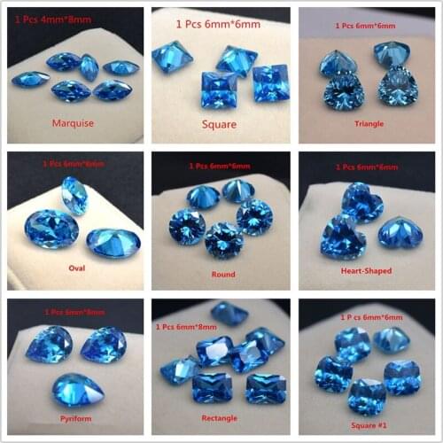 1 Pcs 3.0-3.5 Cts Aquamarine Unheated Corundum Spinel Various Shapes Mosaic Jewelry Diy Ocean Color AAA 4mmX8mm 6mmX6mm 6mmX8mm