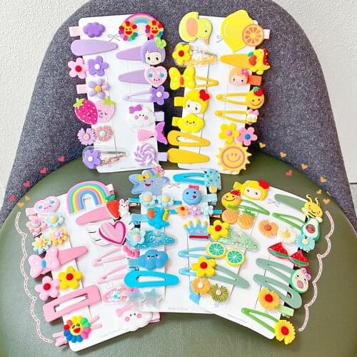 14Pcs/Set New Cute Cartoon Flower Hairpins For Girls Kids Sweet Hair Clips Decorate Barrettes Headband Fashion Hair Accessories