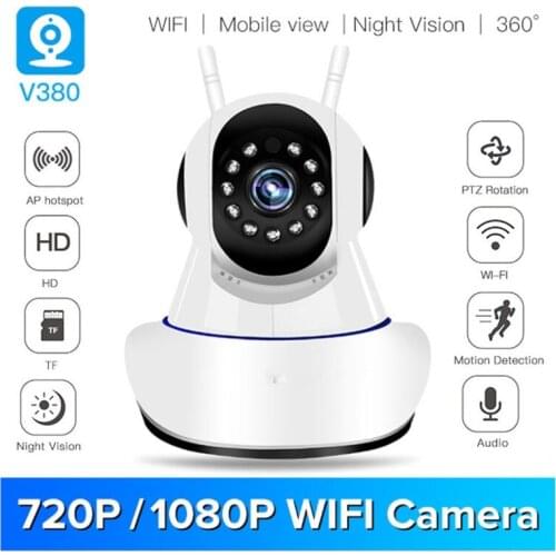 V380 Home Security IP Camera Wireless Smart WiFi Camera WI-FI Audio Record Surveillance Baby Monitor HD Mini CCTV Camera