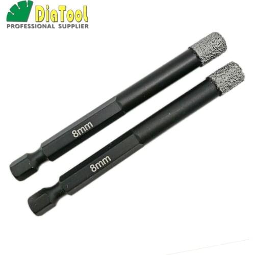 DIATOOL 2pcs 8mm Vacuum Brazed Diamond Core Bits With Qucik Fitting Shank, Dry Drilling Bits, Professional Quality Hole Saw