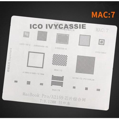 For MacBook Pro A2159 BGA Stencil 339S00616 BGA110 178 A1989 CPU RAM Chip Solder Ball Reball Pins Tin Plant Net Square Hole