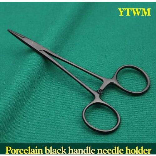 Needle Holder 12.5cm Double Eyelid Beauty Plastic Surgery Medical Tool Tungsten Steel Black Handle Clip Suture Needle Ophthalmic