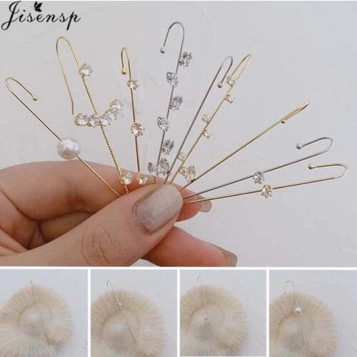 Jisensp Korean Fashion Ear Wrap Crawler Hook Earrings Ear Rhinestone Pearl Ear Jackets Punk Wrap-around Track Hook Earrings 1PCS