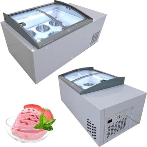 Commercial Desktop Freezer Ice Cream Display Cabinet Ice Porridge Freezer 6 Round Barrels Hard Ice Cream Storage Machine