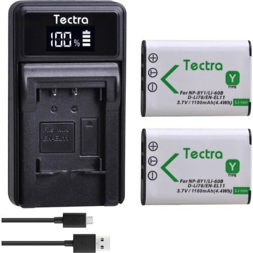 Tectra NP-BY1 NP BY1 NPBY1 Battery+Charger for NP-BY1 EN-EL11 LI-60B DLI-78 DB-L70 DB-80 Sony HDR-AZ1 Nikon Coolpix S550