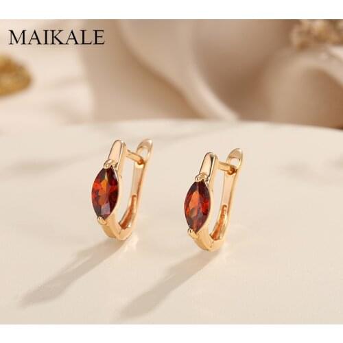 MAIKALE Small Colorful Classic Design MultiColor Cubic Zirconia Stud Earrings for Women Jewelry Wedding Party Gifts High Quality