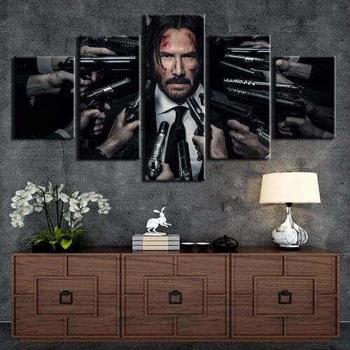 5 Panel Movie John Wick Modular Wall Art Canvas Posters Pictures HD Print Decorative Paintings Home Decor Living Room Decoration
