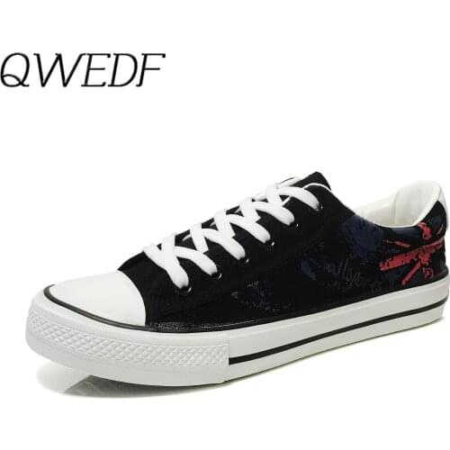 QWEDF 2019 High quality classic mens canvas shoes autumn new flat shoes mens vulcanized shoes casual shoes Schuhe Herren Z2-22