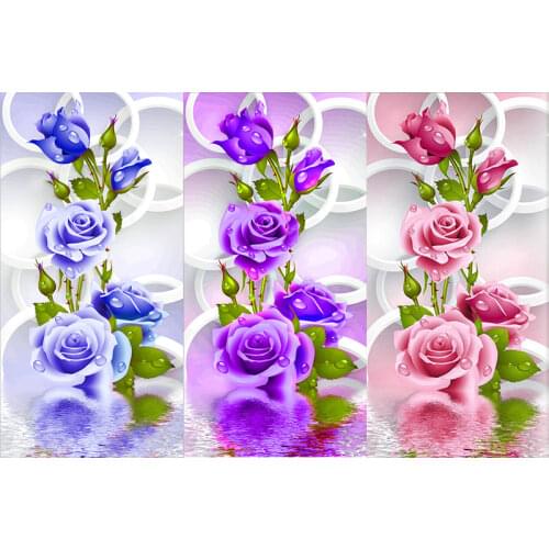 Full Diamond Painting Rose Flower Diamond Embroidery Cross Stitch 5D Wall Rhinestone Mosaic Kits DIY