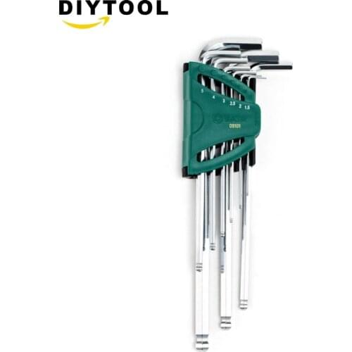 9pcs Extra Long Hex Key Set Repair Hand Tools SVCM+ Ball Point L-Shape Hex Key Allen Key Socket Wrench Set Tool 09103