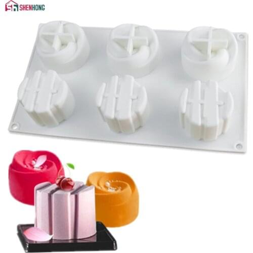New 6 Holes Rose Flower Silicone Cake Molds For Baking Ice Chocolate Mould Moule Mousse DIY Pastry Decorating Tools Dessert