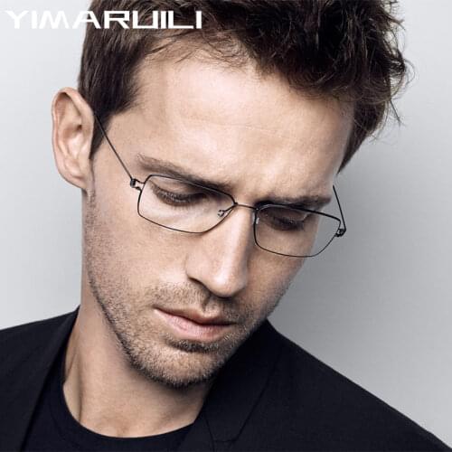 Mens And Womens Titanium Alloy Screwless Glasses Frame Ultralight Business Glasses Optical Prescription Glasses Frame 28606