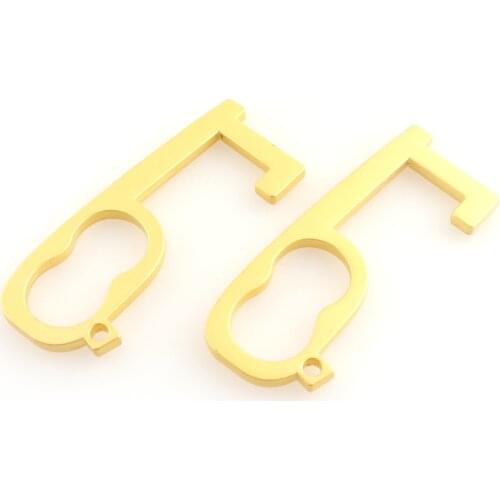 Door Opener Gold Button Pusher Door Handle Opener Door Hook Hand Free Key Contactless Touchless DIY Tool Metal Charm