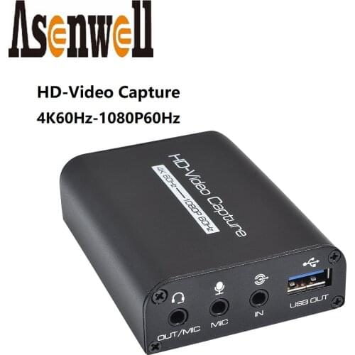 4K HDMI to USB3.0 2.0 Capture Card HDMI-compatible Converter HDMI 4K@60Hz Game Living Record Streaming Broadcast Local Loop Out
