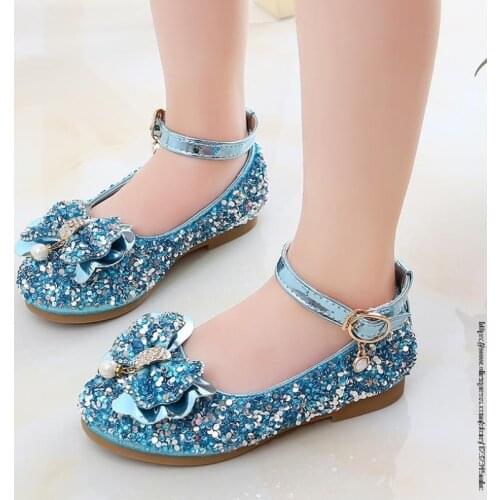 New Spring Autumn Kids Leather Flat Sandal For Girls Princess Elsa Dance Party School Children Shoes crystal infant Sandals